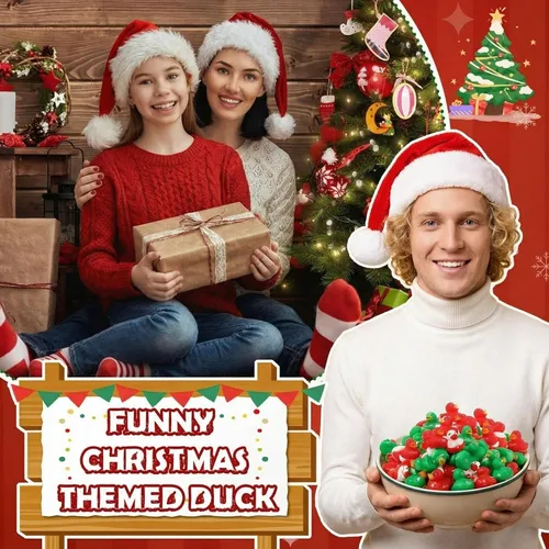 Miniatura 4 de Junkin 25 piezas de patos de goma de Feliz Navidad a granel, mini patos de goma pequeños a granel, regalo de Navidad para regalos de fiesta