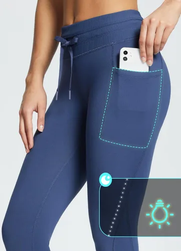 Miniatura 5 de BALEAF Leggings de cintura alta con forro polar para mujer, resistentes al agua, térmicos, cálidos, para invierno, esquí, senderismo, pantalones