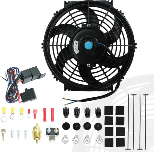 Miniatura 13 de BLACKHORSE-RACING 12" Ventiladores universales eléctricos para enfriar radiadores + Relé termostático y kit de montaje