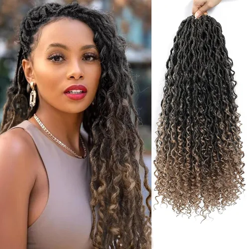 Miniatura 86 de Alicoco Goddess Locs Cabello de Ganchillo 12 Pulgadas 8 Paquetes Rastas Sintéticas de Ganchillo Para Mujeres Rastas Suaves Boho Pre-enrolladas River