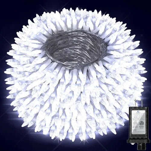 Miniatura 17 de Paquete de 2 Total 200 Pies 600 Luces LED de Navidad en Cadena, Luces de Árbol de Hadas Blanco Frío Conectables, 8 Modos y Temporizador Luces