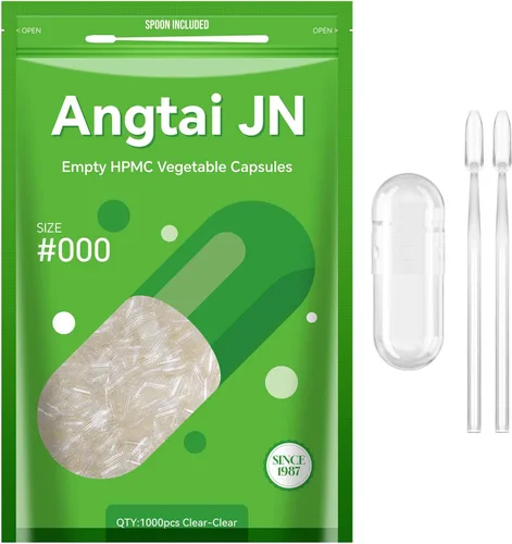 Cápsulas de tamaño 000 veganas vacías a base de plantas transparentes (1,000 unidades) sin gluten, sin OMG, kit de llenado de pastillas con