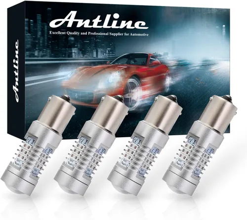 Miniatura 9 de Antline Focos LED extremadamente brillantes 1156 1141 1003 7506 BA15S 21-SMD 2835 chipsets 1260 lúmenes, bombilla de repuesto de color ámbar