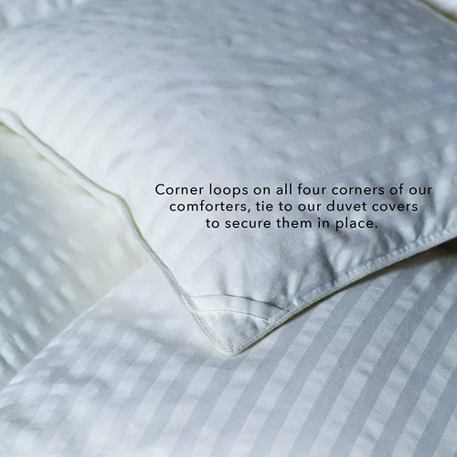 Miniatura 2 de Cuddledown Dreamstead 600 Fill Power Edredón Suave, Lofty, Cloudlike Plumón blanco europeo Carcasa 100% algodón, rayas damasco Relleno