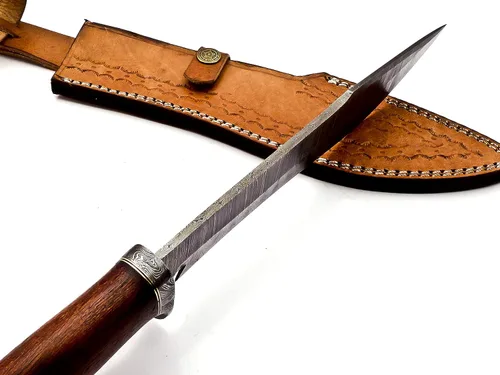 Miniatura 6 de Nooraki - Cuchillo Bowie de acero de Damasco hecho a mano de 15 pulgadas - Cuchillo de caza de hoja fija con mango cómodo de palisandro fuerte