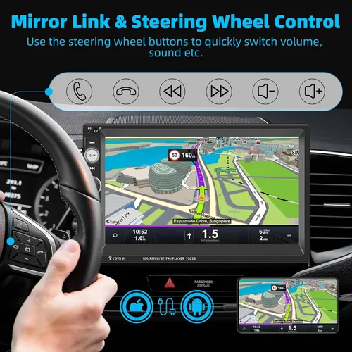 Miniatura 3 de UNITOPSCI Estéreo de coche doble DIN de 7 pulgadas con pantalla táctil de audio para automóvil con audio Bluetooth, llamadas manos libres, cámara