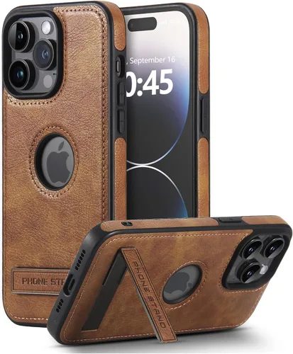 Miniatura 27 de Funda de cuero para iPhone 13 Pro, funda protectora delgada con función atril a prueba de golpes, soporte invisible integrado compatible con iPhone