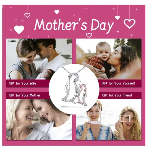 Miniatura 7 de Collar de plata de ley 925 con diseño de animales para madre e hija, regalo para mamá, abuela y niñas, regalo familiar