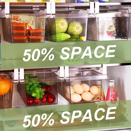 Miniatura 6 de Yatmung Paquete de 2 Organizadores de Cajón Deli Extra Grandes para Refrigerador Extraíble - Organizador de Cajón de Refrigerador y Contenedores