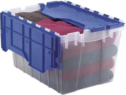 Miniatura 9 de Akro-Mils KeepBox 12 Gallon Storage Container, Nesting and Stackable Plastic Storage Box with Lid Attached, Clear Tote for Garages, Closets, and