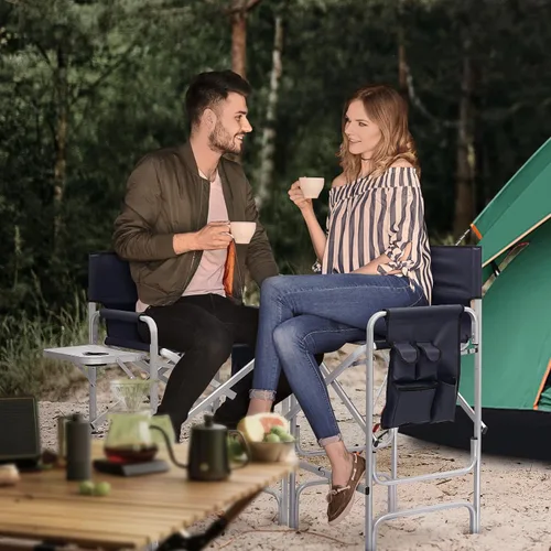 Miniatura 2 de Silla de directores, sillas de campamento plegables de 31 pulgadas de alto, silla de tocador plegable con marco de aluminio, silla de artista