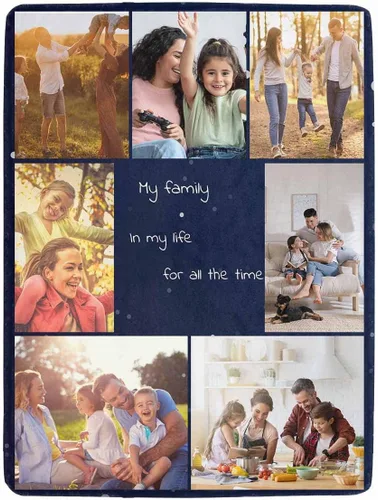 Miniatura 11 de YESCUSTOM Manta personalizable para la familia, mantas personalizadas con fotos, texto, 8 fotos, collages de fotos, regalo para el día de recuerdos