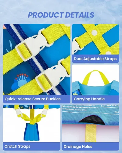 Miniatura 4 de Gogokids Chaleco de natación para niños pequeños, chaleco de natación de alta calidad para niños de 30-40-50-60-70-80 libras, flotadores para niños