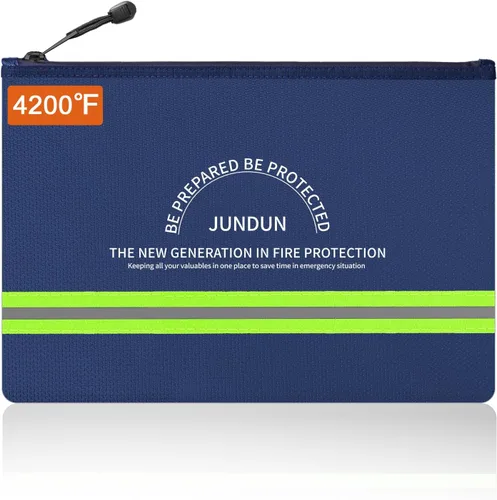 Miniatura 10 de Jundun - Bolsas de documentos ignífugas, de 13.4 x 9.4 pulgadas, impermeables y resistentes al fuego, con cremallera para archivos, documentos A4