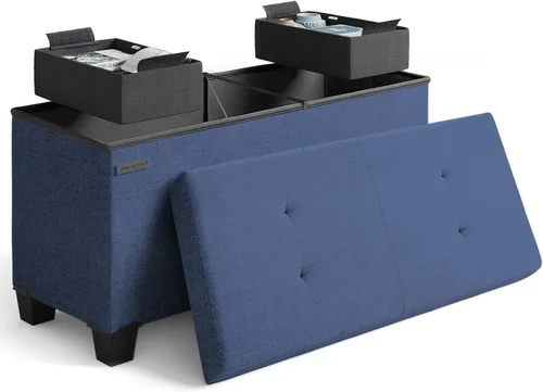 Miniatura 29 de Cubo otomano de almacenamiento con cubo pequeño, otomana cuadrada de 15 pulgadas con almacenamiento para sala de estar y dormitorio, reposapiés