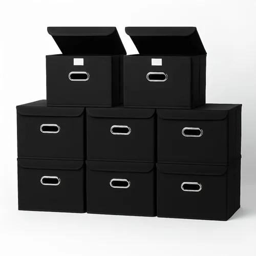 Miniatura 38 de STOREONE Contenedores de Almacenamiento de Tela en Forma de Cubo Plegables, Organizador Contenedor Cesta Plegable con Tapas y Asas de Metal