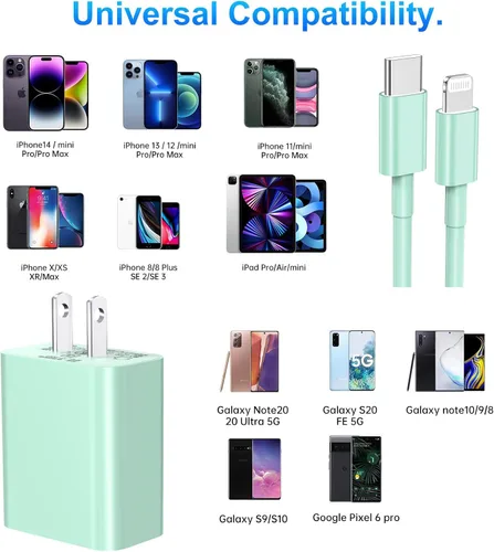 Miniatura 6 de Cargador para iPhone de carga rápida, [certificado MFi] Cargador de pared USB C de 20 W con cable USB C a Lightning de 6 pies, cable de carga rápida