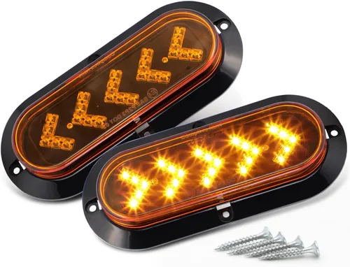 TMH Paquete de 2 luces indicadoras traseras de señal de giro ovaladas de 6 pulgadas, 25 luces LED selladas, adecuadas para camión, remolque, camión,