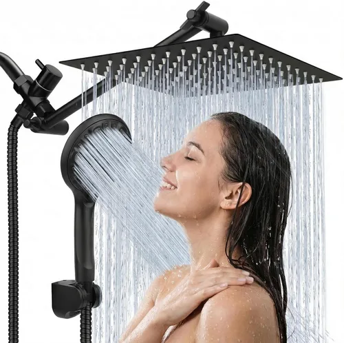 Tudoccy Cabezal de ducha, cabezal de ducha de alta presión de 8 pulgadas, ducha de mano con brazo de extensión de 11 pulgadas, cabezal de ducha