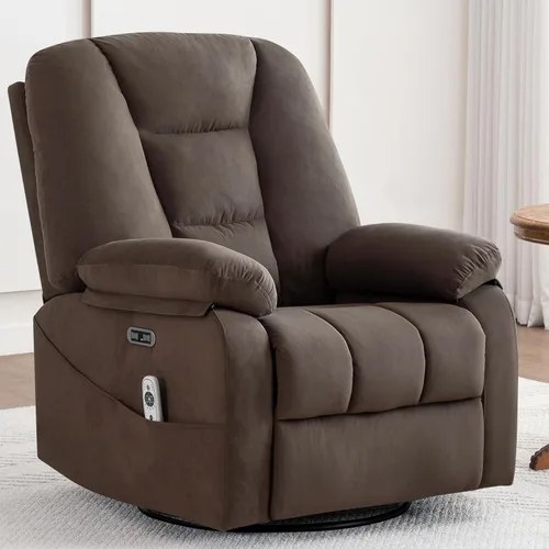 Miniatura 12 de Ketaiyou Sillón Reclinable Eléctrico Giratorio Basculante con Masaje y Calor, Puerto USB, Posición Infinita, Sillas Mecedoras Deslizantes Eléctricas