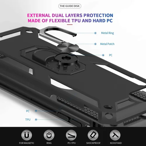 Miniatura 5 de LeYi Funda para iPhone SE 2022/2020 con [2 unidades] protector de pantalla de vidrio templado, cubierta de grado militar con soporte de anillo Negro
