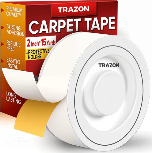 Miniatura 8 de Trazon - Cinta adhesiva de doble cara para alfombras, suelo de madera dura y alfombras de área, cinta adhesiva fuerte y extraíble, cinta adhesiva