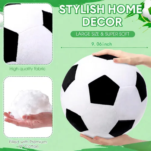 Miniatura 2 de Almohada de balón de fútbol, fútbol de peluche suave, bola esponjosa y esponjosa, felpa blanca y negra, decoración de habitación, regalo