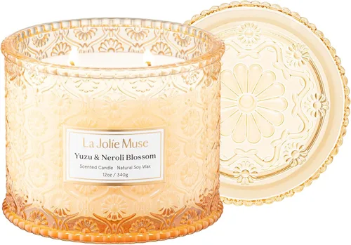 Miniatura 17 de LA JOLIE MUSE Vela de vainilla y coco – Coco, freesia y vainilla Vela de mecha de madera grande de 19 oz Cera de soja natural 90 horas de Isla