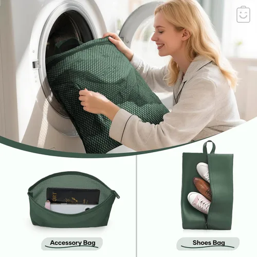 Miniatura 7 de Veken Juego de 11 cubos de compresión para artículos esenciales de viaje, bolsas organizadoras compresibles expandibles grandes para ropa, bolsas