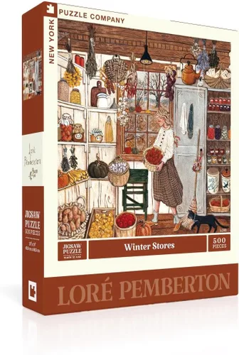 New York Puzzle Company - Loré Pemberton Winter Stores - Rompecabezas de 500 piezas para noches de juego familiares por Loré Pemberton Tiendas de