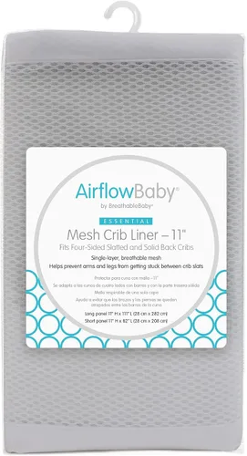 Miniatura 2 de AirflowBaby Forro de malla transpirable para cunas de tamaño completo (blanco, 9 pulgadas (paquete de 1))
