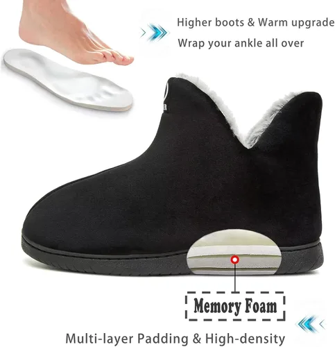 Miniatura 3 de Pantuflas para hombre y mujer, con forro de piel cálida, espuma viscoelástica, para invierno, para casa