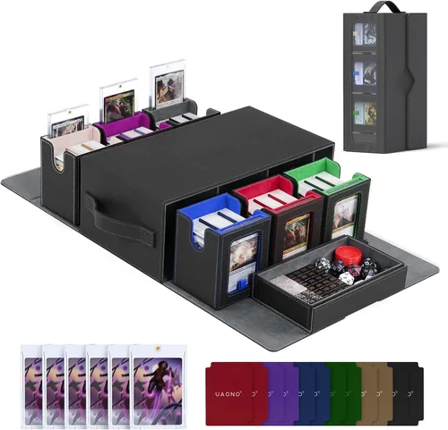 Miniatura 12 de UAONO Commander Deck Box para MTG, Estuche Modular de Cartas de 6 Mazos con Bandeja para Dados que Contiene más de 600 Cartas con Doble Funda, Caja