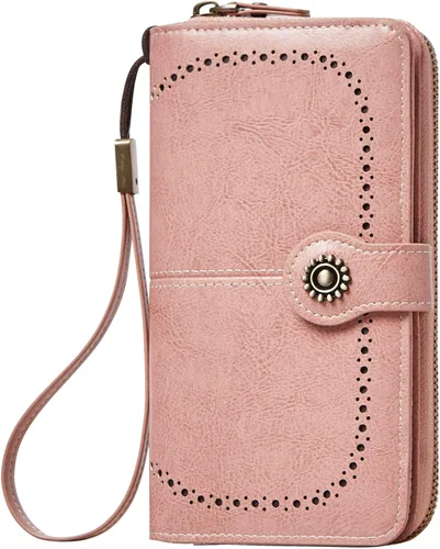 Miniatura 24 de TFKGS Billetera para mujer con bloqueo RFID de cuero, gran capacidad, porta tarjetas, cartera tipo embrague para teléfono, bolso largo de viaje