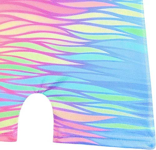 Miniatura 86 de HOZIY - Leotardos de gimnasia con pantalones cortos brillantes para niñas pequeñas; estampados de unicornio, aurora, arco iris, sirena, dinosaurio