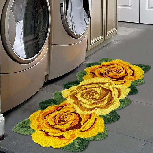 Miniatura 22 de USTIDE Alfombra de girasol esponjosa, alfombra suave y lanuda de flores, hecha a mano, alfombras modernas, lavables, para sala de estar, lavandería