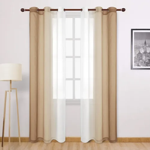 Miniatura 106 de DWCN Cortinas Transparentes de Lino Sintético Negro Degradado Ombré - Cortinas Semi Transparentes de Gasa con Ojales en la Parte Superior