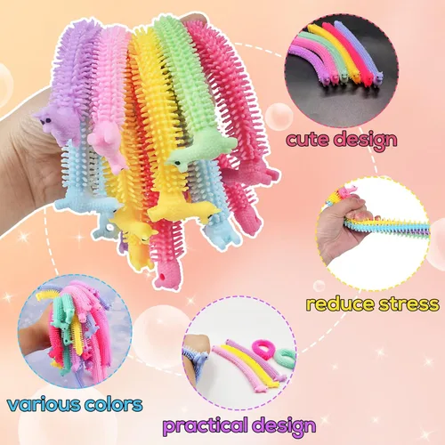 Miniatura 3 de Paquete de 18 juguetes elásticos para ansiedad, cuerda sensorial mejorada, cuerdas elásticas coloridas para niños, adultos, autismo, alivio