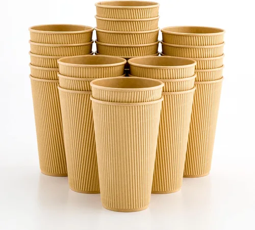 Miniatura 21 de Tazas para café de papel aislado, pared ondulada, kraft, 12 onzas - Caja de 25 unidades - tapas a juego: RWA0360B, RWA0360W, RWA0328LG, RWA0328GR