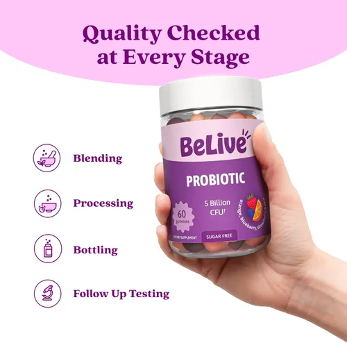Miniatura 8 de BeLive Gomitas probióticas – Probióticos con 5 mil millones de UFC para la salud digestiva, hombres, mujeres y niños – para apoyo inmunológico, sin