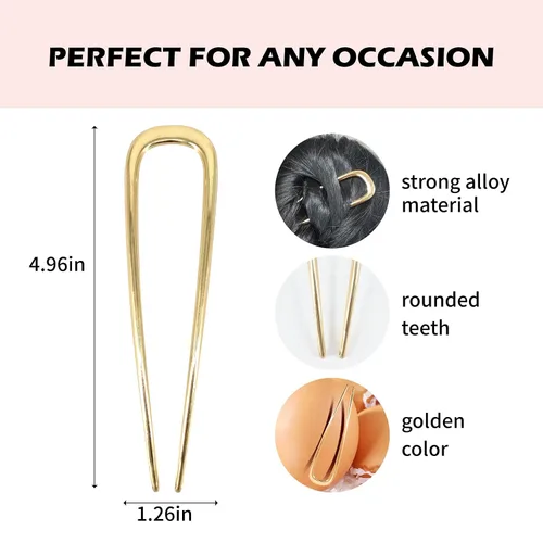 Miniatura 2 de Sofisticadas horquillas francesas para mujer – Horquilla de aleación elegante y resistente para moños, moños, giros y peinados, sujeción segura
