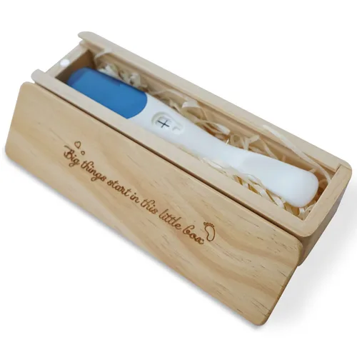 Miniatura 7 de Caja de recuerdo de prueba de embarazo, anuncio de embarazo para papá, ideas de anuncios de bebé, caja de recuerdo de madera para bebés