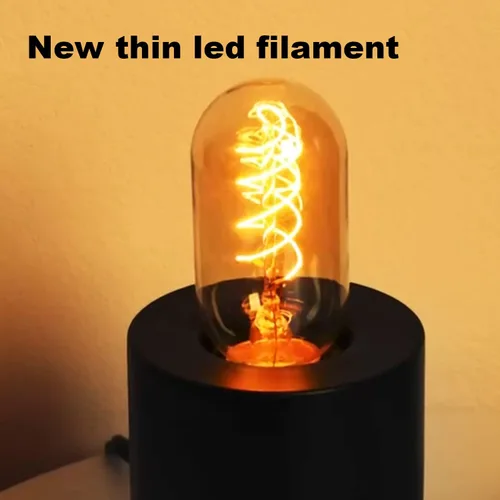 Miniatura 2 de Bombilla LED vintage de filamento espiral T14, base E26, 4W equivalente a 40W, blanco cálido, 2200K, regulable, AC120V, 400LM, vidrio ámbar, paquete