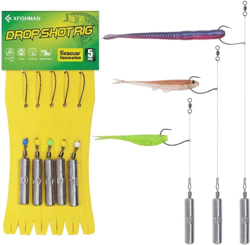 Aparejos Drop Shot para Pesca de Lobina Negra, Aparejo Listo con Anzuelos y Pesos de Plomo