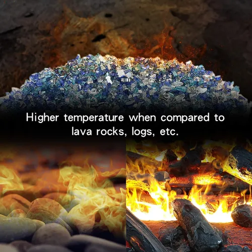 Miniatura 4 de Stanbroil - Vidrio de fuego mezclado de 10 libras – Vidrio de fuego templado reflectante de 1/2 pulgada mezclado en azul aguamarina, platino, azul