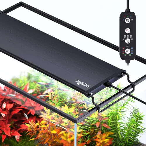 SEAOURA - Luz LED para acuario de modo 24/7 para crecimiento de plantas, luz de tanque de peces de espectro completo con temporizador,