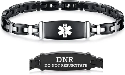 Miniatura 25 de LinnaLove Lady Medical Alert - Pulseras médicas de acero inoxidable para mujer, 7.5 pulgadas