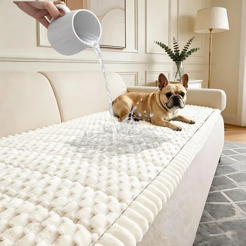 Miniatura 16 de Funda para sofá para perros lavable, fundas para sofá de 3 cojines no deslizantes, duraderas y peludas, funda para sofá apta para mascotas