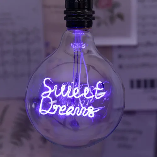 Bombilla decorativa vintage, 4 W, bombilla de noche funky, bombilla de filamento LED Edison G125, E26, Sweet Dream
