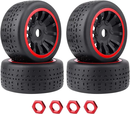 HobbyPark Neumáticos y ruedas hexagonales de 0.669 in prepegados 42/100 2.9 con cinturón y ruedas RC Street con inserciones de espuma para carreras